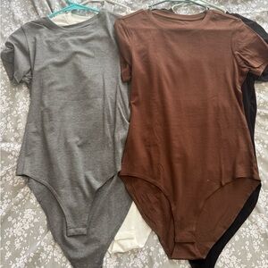 Gray and Brown Short Sleeve Bodysuits